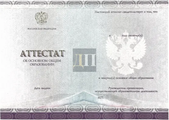 Аттестат за 9 класс СпецБланк с 2014 по 2020 годы