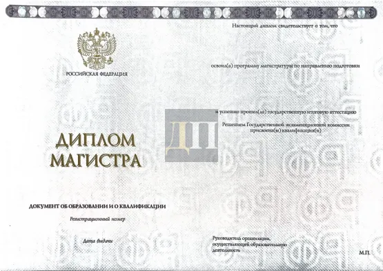 Диплом магистра Гознак c 2023 по 2026 годы