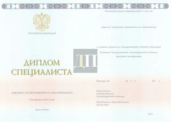 Диплом специалиста с 2014 по 2022 годы